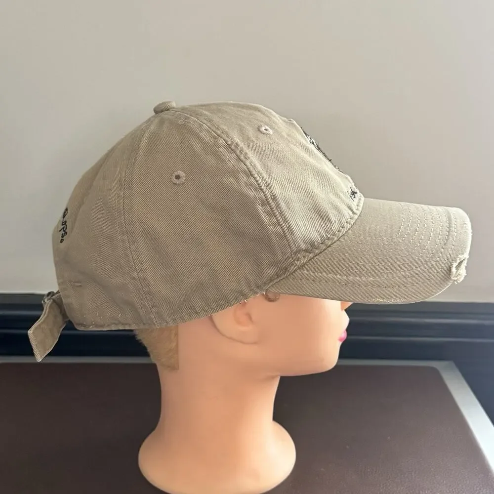 Fish Fear Me Bass Pro Shops Hat Distressed Fishing Cap Tan Adjustable